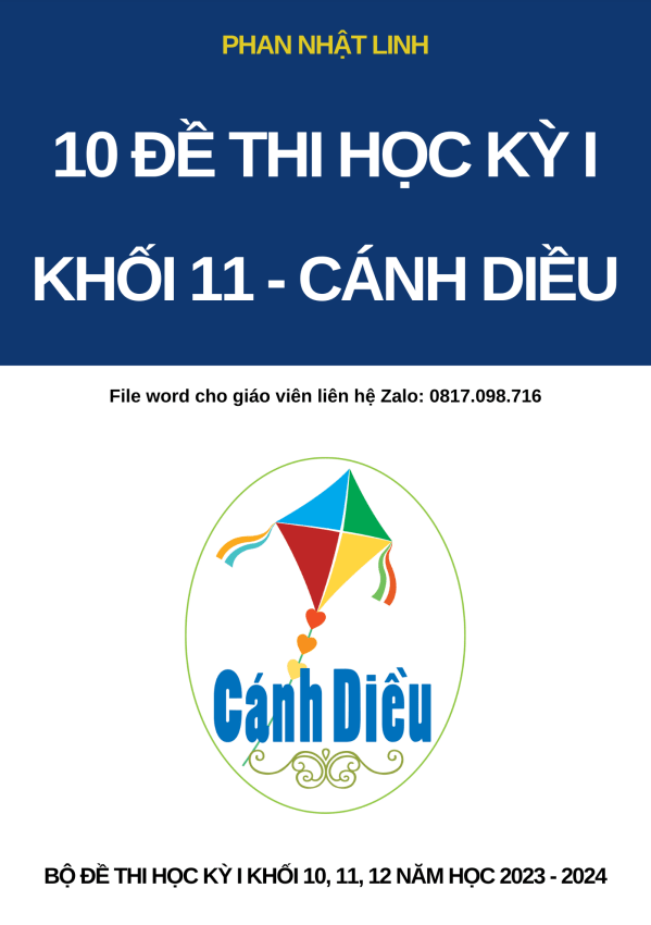 10 đề kiểm tra cuối học kỳ 1 môn Toán 11 Cánh Diều có đáp án