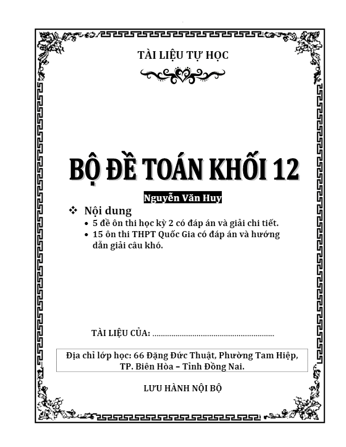 Bộ đề Toán khối 12 – Nguyễn Văn Huy