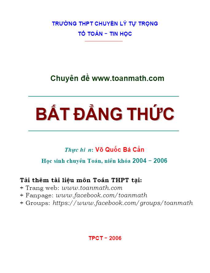 Chuyên đề bất đẳng thức – Võ Quốc Bá Cẩn