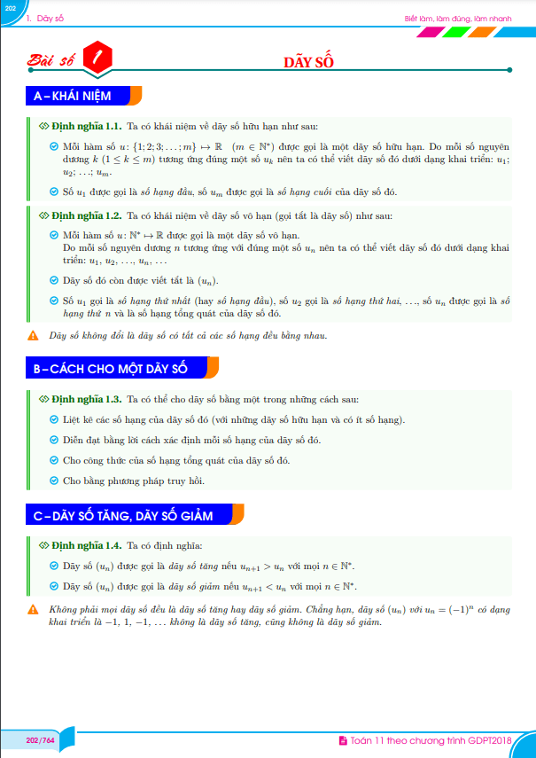 Dãy số, cấp số cộng và cấp số nhân Toán 11 GDPT 2018