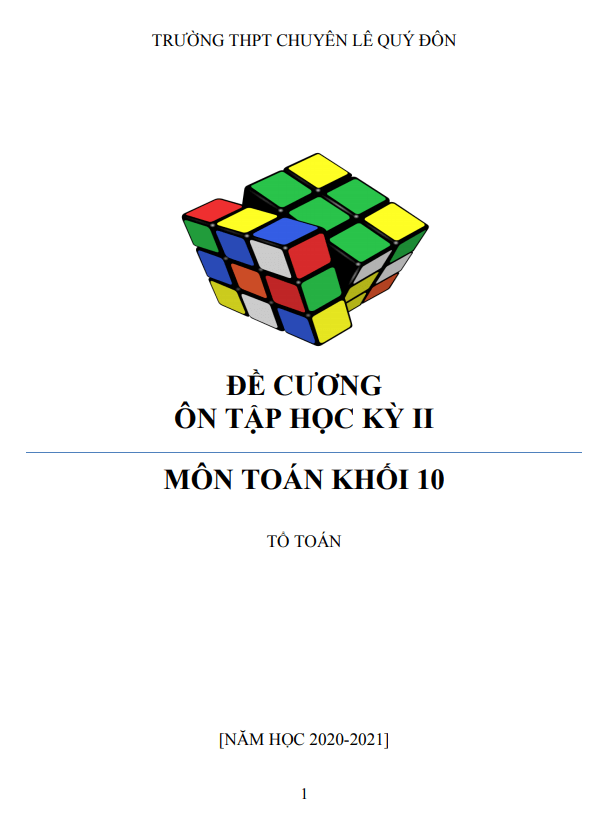 Đề cương HK2 Toán 10 năm 2020 – 2021 trường chuyên Lê Quý Đôn – Khánh Hòa